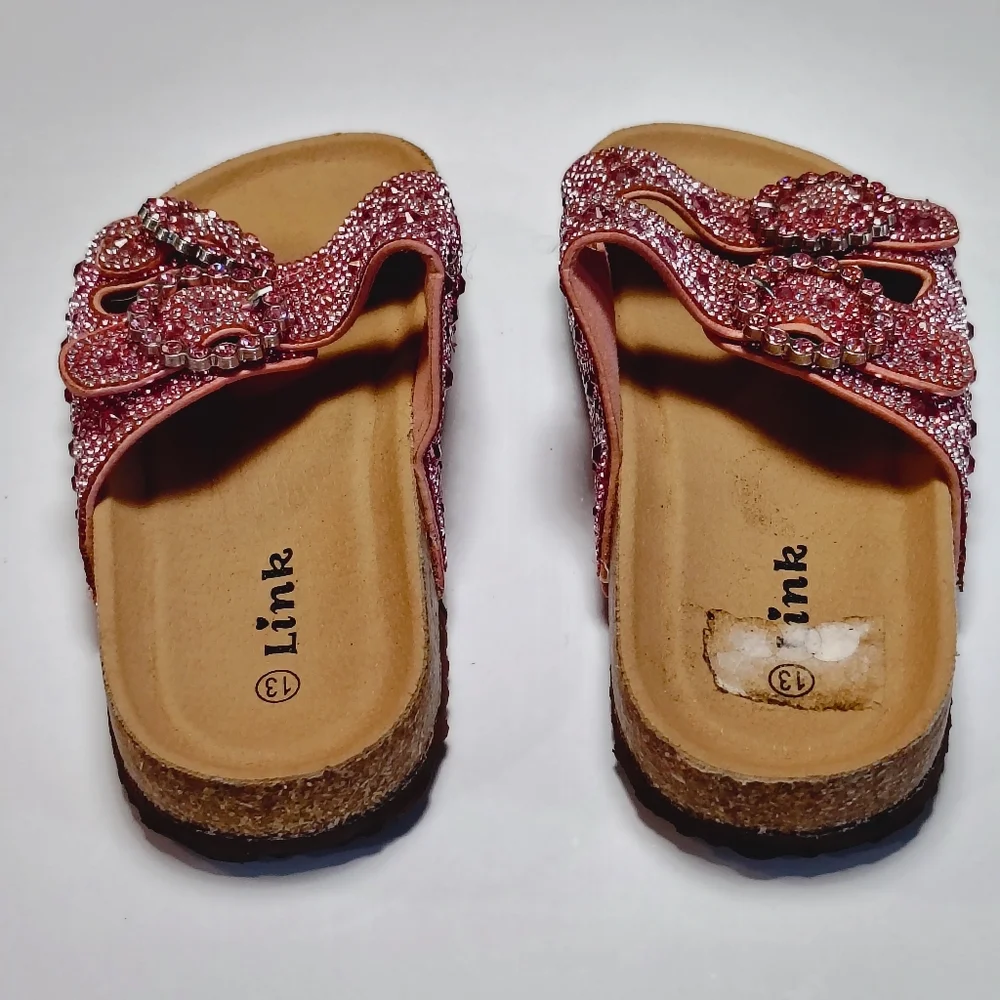 Link Pink Rhinestone Little Girls Sandals Size 13. - Picture 8 of 13